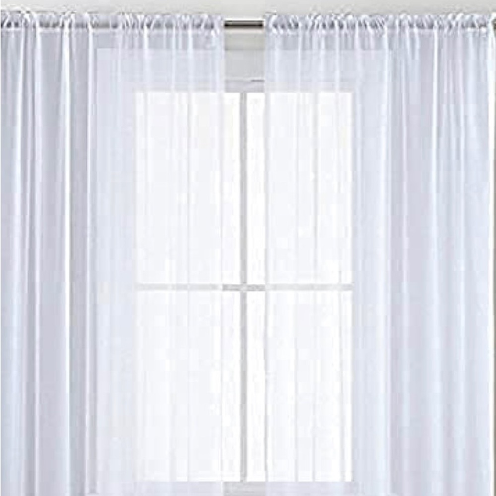 COPY - COPY - COPY - Basic Rod Pocket Sheer Voile curtains 2 Panels 38 Width 72…